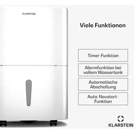 Klarstein DryFy 20L Entfeuchter 20 L/Tag 22 m2 230 m3/h Timer Wassertank mobil Weiß