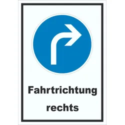 Schild Fahrtrichtung rechts A3 (297x420mm)
