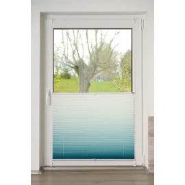 K-HOME Plissee Farbverlauf Sunrise 30 x 130 cm blau/weiß