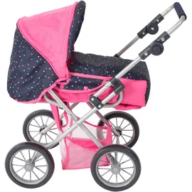 Bayer Chic 2000 - Puppenwagen Leni, 2in1 Kombipuppenwagen mit herausnehmbarer Tragetasche, Kinderwagen für Puppen bis 46 cm Größe, Konfetti pink, 64 x 37 x 68 cm