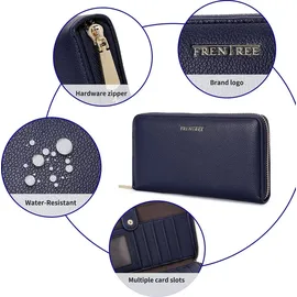 Frentree Frentree® Clutch Geldbörse Damen - Portemonnaie Damen mit 16 Kartenfächern und Smartphonefach Herbst- und Winterfarben - Nachtblau