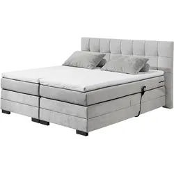 Boxspringbett »Talena«, inkl. Motor und Topper, hellgrau, , 55766312-0 Microvelours   inkl. Motorfunktion