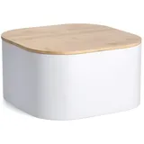 Zeller Brotkasten Metall mit Bambusdeckel 14,5 cm x 26,5 cm x 26,5 cm Weiß