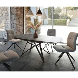 DELIFE Esstisch Carlow 130/200x95 cm Keramik Grau Metall ausziehbar, Esstische
