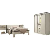 Home affaire Schlafzimmer-Set SHERWOOD, (4-tlg), Liegefläche 140x200cm, Schrank 3-trg. 161cm breit weiß