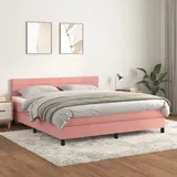 vidaXL Boxspringbett mit Matratze Rosa 180x200 cm Samt