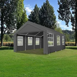 Tectake Pavillon 6 x 4 m inkl. 4 Seitenteile Grau