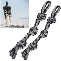 Relaxdays Hundespielzeug Seil, 2er Set, Grau,Schwarz