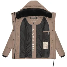 Navahoo Damen, Winterjacke mit Kapuze und abnehmbaren Kunstfell-Kragen Sag ja XIV Taupe Grey Gr. L - L