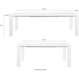 SalesFever Esstisch hochglanz lackiert ausziehbar weiß
