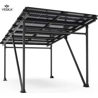 veska Solar Carport 5250 Watt Bifazial Glas/Glas Module PV Garage Aluminium Solarcarport 5,60 x 3,70m - 5,25KW - EcoPort 5000Bi - anthrazit