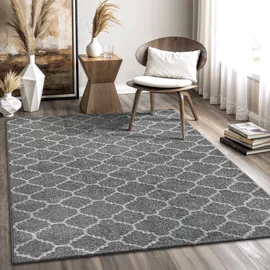 Sanat Boho Teppich – Moderner Teppich im Boho Stil, Geeignet für Wohnzimmer, Schlafzimmer, Flur, Esszimmer und Kinderzimmer – Skandi Grau, Größe: 160 x 230 cm