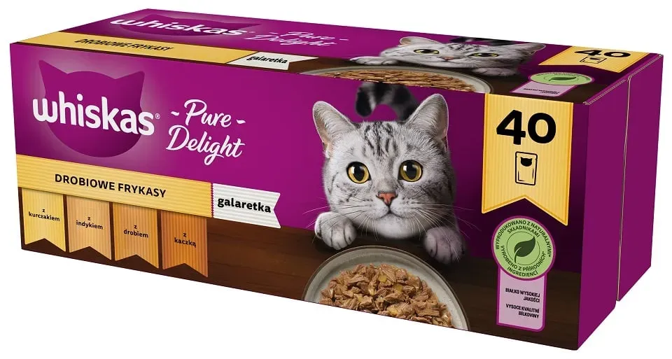 WHISKAS Adult 40x85g Poultry Flavours - Katzenfutter in Gelee (Huhn, Ente, Geflügel, Pute)