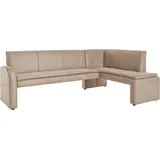 exxpo - sofa fashion Essbank EXXPO - SOFA FASHION "Cortado, elegant und modern mit hohem Sitzkomfort", beige, B:157cm H:89cm T:244cm, Luxus-Microfaser (100% Polyester), Sitzbänke, Essbank, hohe Bodenfreiheit, schöne Detailverarbeitung, wahlweise Lederbezug