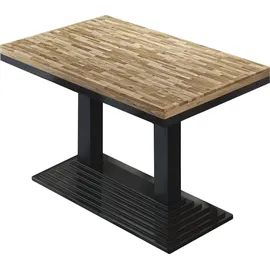 GGM Möbel MPY | Bistro Massiv Tisch | Rechteckig | 120 x 70 x 81 cm | Eiche / Schwarz