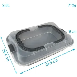 Intirilife Backblech mit Abdeckhaube zum Transportieren in Silber - Außen 37.1 x 25 x 9 cm - Innen 31 x 21 x 5.5 cm - ca 2.6 Liter Füllmenge