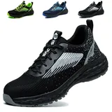 ISOOUS Sicherheitsschuhe Herren Arbeitsschuhe Damen Leicht Stahlkappenschuhe Atmungsaktiv rutschfest Bequem Schutzschuhe Schwarz EU 41 - 41 EU