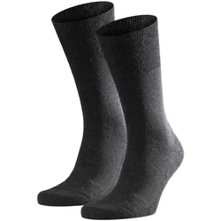 FALKE Herren Socken 2er Pack - Airport Plus, Kurzstrumpf, Freizeit- und Business-Socken, Unifarben Anthrazit 45-46