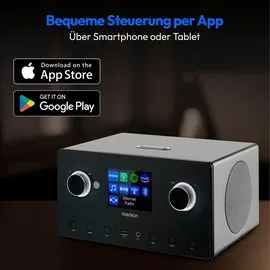 Medion P85444 2.1 Internetradio mit Subwoofer (DAB+, UKW Radio, Spotify Connect, WLAN, Bluetooth, Streaming, Equalizer, Farbdisplay, USB, AUX, Wecker, Schlummerfunktion, Sleep Timer) Titan