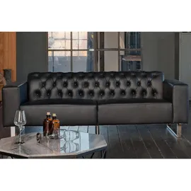 KAWOLA Couch Leder 3-Sitzer Schwarz