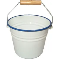Linoows Emaille Kinder Eiseimer, weiß- blauer Rand 2 Liter