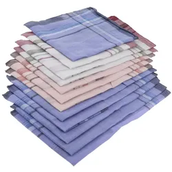 12x modische Taschentücher für Herren, kariert, Baumwolle, quadratische Taschentücher