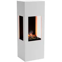 GLOW FIRE Wasserdampf Kamin BÖLL (Standkamin) - Elektrokamin mit realistischen LED 3D-Flammen, Knistereffekt & Fernbedienung, 54x145x44 cm - Opti-Myst 400 Elektro Kamin mit Holz-Deko, Weiß
