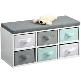 KESPER Kindersitzbank 68 x 29,5 x 33 cm Holzwerkstoff weiß grau-türkis