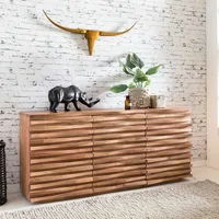 Wohnling Sideboard Massivholz Akazie 160 cm Anrichte Schublade Kommode