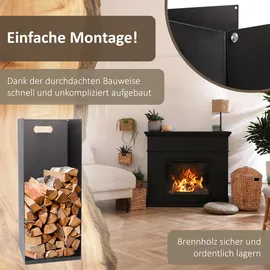 Lemodo Kaminholzregal Metall 0,75 m x 0,78 m Schwarz