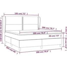 vidaXL Boxspringbett mit Matratze Taupe 180x200 cm Stoff