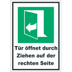 Tür öffnet durch Ziehen auf der rechten Seite Aufkleber A4 (210x297mm)