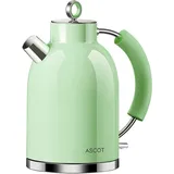 ASCOT Wasserkocher Edelstahl, Elektrischer Wasserkessel Geschenk (Grün) Retro