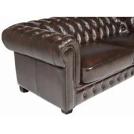 vente-unique Chesterfield Ledersofa 3-Sitzer - 100% Büffelleder - Braun - BRENTON