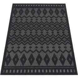 Teppich PACO HOME "Livorno 671", grau (anthrazit), B:200cm H:14mm L:280cm, Polypropylen, Teppiche, Uni-Farben, Scandi, Rauten Muster, Hoch-Tief Effekt, Outdoor geeignet