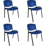 Topsit Besucherstuhl Kunststoff, stapelbar, Vierfußstuhl, Kunststoff, blau, 4 Stück