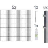 GAH Alberts Doppelstabmattenzaun-Set 5 Matten 1,40 x 10 m anthrazit