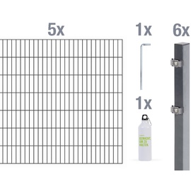 GAH Alberts Doppelstabmattenzaun-Set 5 Matten 1,40 x 10 m anthrazit