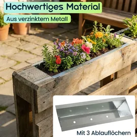 ideoon garden Premium Pflanzkasten 39 x 14 x 9 cm Silber