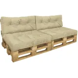 VOUNOT Palettenkissen 120 x 80 x 40 cm beige 4-tlg.