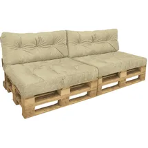 VOUNOT Palettenkissen 120 x 80 x 40 cm beige 4-tlg.