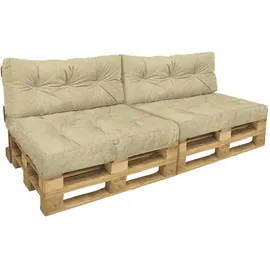 VOUNOT Palettenkissen 120 x 80 x 40 cm beige 4-tlg.