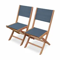 Sweeek Gartenstühle aus Holz und Textilene - 2 Klappstühle