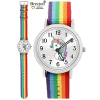 Brecjon Armbanduhr Mädchen Einhorn Lernuhr 5ATM Armband bunt Regenbogen 900