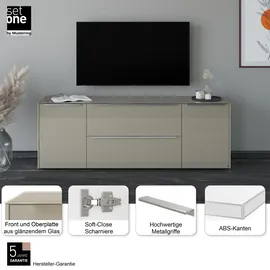 Set One by Musterring Reno TV-Lowboard 182 cm Grau/Taupe Glas