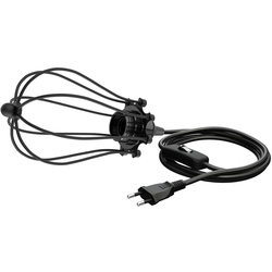 ledscom.de Pendelleuchte LEKA, Käfig, Textilkabel schwarz, Stecker, Schalter und E27 Fassung, 3m