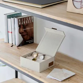 LOVE !T STORE !T Uhrenbox Premium für 6 Uhren Größe 16,5 x 16,5 x 7,0 cm Beige