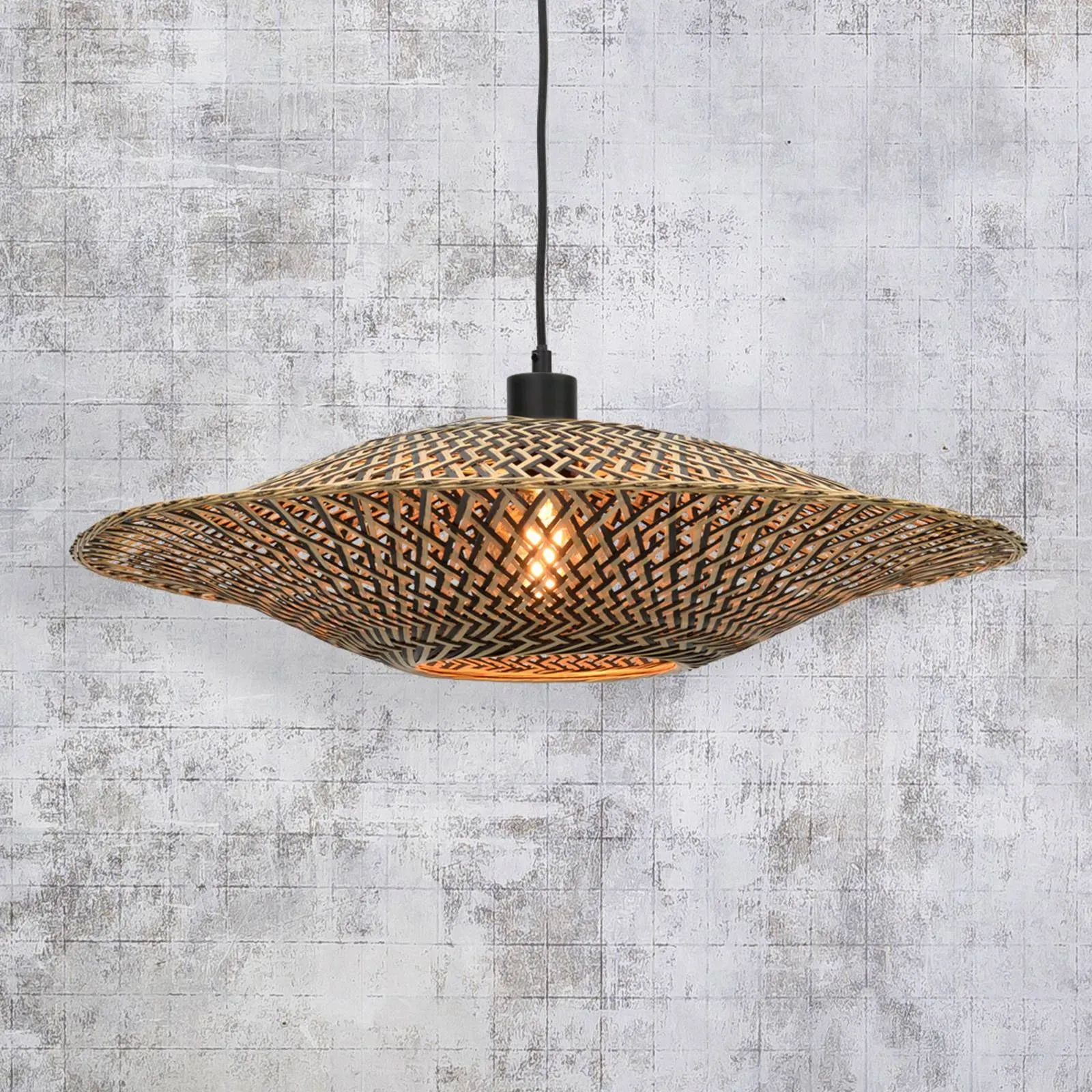 Good & Mojo Hängelampe Bali, dimmbar, Holz hell, für Wohn- / Esszimmer, Bambus, Design, Pendelleuchte - 60 cm - 60 cm - 15 cm