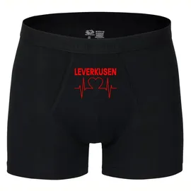 multifanshop Herren Boxer Short - Leverkusen - Herzschlag - Druck rot - Unterwäsche