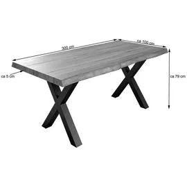 sam möbel gmbh Esstisch, Braun, Holz, Echtholz,Akazie, Rechteckig,Quadratisch, X-Form, 300x79x100 cm, Esszimmer, Tische, Esstische